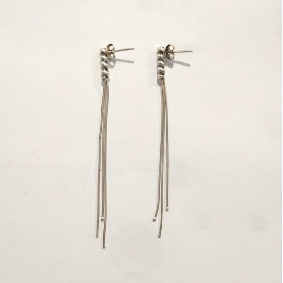 925 Sterling Silver Tassel Dangle Drop Earrings Posts Italy M Signed Jewelry Lot